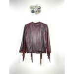 Cleobella Everly Fringe Moto Leather Suede Jacket Size Medium Burgundy Boho Photo 9