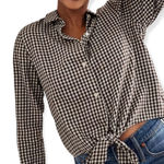 Madewell Flannel Tie Front Gingham Button Down Shirt Size S NEW Photo 0