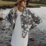 Anthropologie T.la Medium NIKA CROPPED SHIRT JACKET TIE DYE COTTON GRAY NEW NWT Photo 0