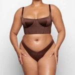 SKIMS Corset Womens XS Stretch Satin Bustier Cocoa Brown Cropped Balconette Photo 0