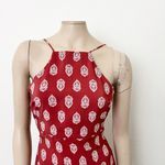 Lulus [] Respeito Rust Red Printed Midi Dress Side Slits High Neck Halter Sz XS Photo 5