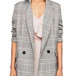 Free People  Sporty Oversize Plaid Blazer In Black Combo Size XS Photo 0