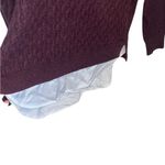 Vera Wang Simply Vera embellished layered-look tunic Burgandy Cable knit sweater Photo 2