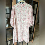 GANNI Georgette Mini Dress floral print half puff sleeves high neck Red Size 8 Photo 1