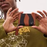 Coach Zip Around Wallet In Wavy Stripe Upcrafted Leather Black/Saddle NWT Photo 5