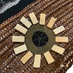 African Handcrafted Woven Palm Leaf Tote – Beaded Handles, Animal Print, & Sunbu Brown Photo 2