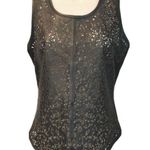 Bagatelle Black Leather Laser Cutout Tank Top XS Photo 0