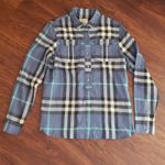 Burberry  Blue Iconic Nova Check Plaid Chic Feminine Pullover Blouse Size Medium Photo 1