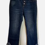 INC  straight leg crop fringe jeans 12P button front Photo 0