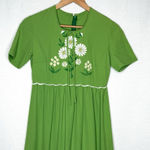 VTG 60s/70s Embroidered Maxi Dress Green Floral Hippie Festival Boho Fairy SMALL Photo 0