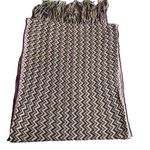 Missoni  Women’s Chevron Knit‎ Fringe Scarf Green Purple Zig Zags Photo 1