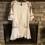 Free People ‎ Emroidered White Ruffled Midi Boho Dress Photo 1