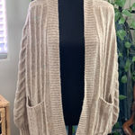 Madewell Oatmeal Confetti Fisherman Cable Knit Open Front Cardigan Sweater Photo 0