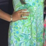 Lilly Pulitzer Blue & Green Floral Dress With Pom Poms Photo 0