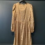 Never Fully Dressed long sleeve foil mettalic gold spot midi maxi ruffle dress 8 Photo 3