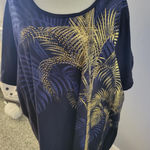 Plus Size 4X Navy Blue Palm Tree Blouse Top Liz & Me for Catherines Sparkle‎ Photo 0