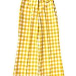 VTG 1970s Miss K 100% Polyester Yellow Checkered Wide Leg Pants Womens XS/S Size 24 Photo 0