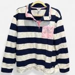 Crown & Ivy  100% Cotton Oversized Preppy Coastal Stripe Polo Shirt Medium Photo 1