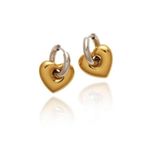 Free People 18k Gold Plated Puffy Heart Hoop Earrings Stainless Steel Womens Jewelry Photo 4