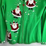 Vintage Berek2 Christmas Santa‎ Zip Cardigan Sweater Green Size M Photo 3