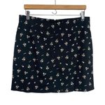 Aeropostale 100% Polyester Black Floral Mini Skirt Back Slit Women's Large Y2K Photo 1