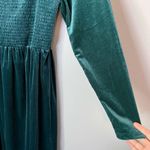 Gap Smocked Velvet Long Sleeve Square Neck Mini Party Dress Pine Green Photo 2
