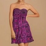 EXPRESS Women's Size 4 Strapless Purple & Black Flowy Mini Dress Party Cocktail Photo 0