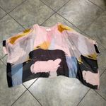 Belle France Womens M Silk Tie Dye Art to Wear Oversized Lagenlook Coastal Top Pink Size M Photo 4