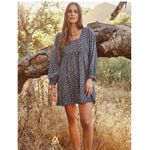 Joie  Jade Gathered babydoll Mini Dress Graphite floral Sz S cottage core peasant Photo 2