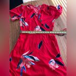 A New Day  Red Floral Print Wrap Surplice Maxi Dress Pockets Side Tie Summer Sz S Photo 11