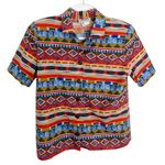 River Ridge 1980s Vintage Colorful Southwestern Button Down Shirt Large Orange Photo 3