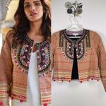 Souk Indigo Hand Embroidered Terracotta Open Front Jacket Size XL NWT Orange Photo 1