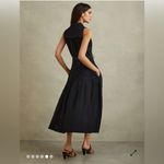 Reiss HEIDI VISCOSE-LINEN BELTED MIDI DRESS IN NAVY, Size 4 , $298 Photo 5