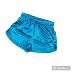 Hot Shorts Shiny Metallic Elastic Drawstring Pockets Size Medium Disco 80s Rave Blue Photo 1