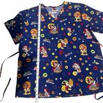 Disney  Halloween Scrub Top Shirt XL Blue Mickey Minnie‎ Donald Duck Halloween Photo 5