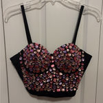 Rhinestone Corset Bustier Size Large Black Photo 0