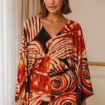 Alexis Wide Sleeve Multicolor Floral Striped Abstract Print Romper Playsuit Photo 0