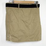 LF Carmar Taupe Khaki Black Cotton Blend Belted Mini Skirt Women's Size 12 NWT Photo 1