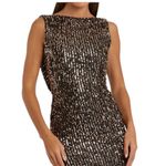 Mac Duggal Bronze Cowl Back Boat Neck Sequined Evening Gown 26331 Size 2 NEW Photo 2