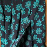 Bar III Women’s Black/Torquois long floral maxi skirt size 8 high slit Photo 3