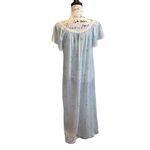 Vintage Miss Dira New York Sheer Nightgown Blue Floral Medium Lace trim Sexy Photo 3