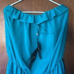 Gracia Garcia blue peacock feather bow strapless romper size L Photo 9
