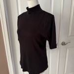 Elie Tahari MOCK TURTLENECK SHORT-SLEEVE TOP IN NOIR. Size L. MSRP $85 Photo 6