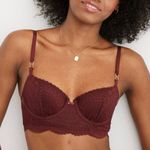 Aerie Real Power Balconette Lace Bra Sz 34D Maroon Photo 0