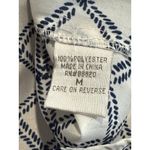 Kenar White Blue Collared V-Neck Blouse Women’s Medium Office Work Pattern Photo 6