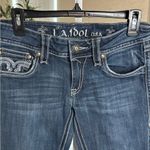 L.A. Idol Dark Blue Boot Cut Jeans, Wide Stitching, Flap Pockets, 9 Size undefined Photo 2