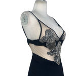 DAVID KOMA Crystal Flower Embroidered Patches Jumpsuit in Black Silver 2 New Photo 5