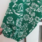 ZARA  Jacquard Ballon Sleeve Knit Green White Floral Ruched Dress Size Large NWT Photo 7