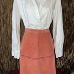 VTG Vintage Pink Suede MIDI Skirt Crochet 16 Photo 2