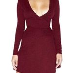 American Apparel Women's Burgundy Ponte Margot Long Sleeve Wrap Dress Size Large Photo 0